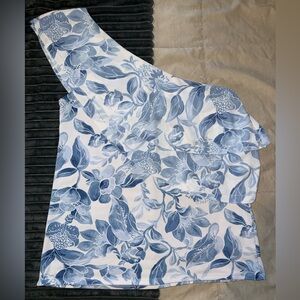 White House Black Market Blue Floral Top